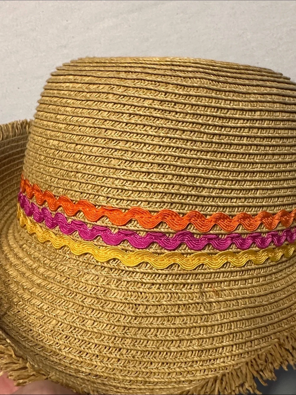Sunny Dayz Youth Tan Straw Sun Hat with Accent Band